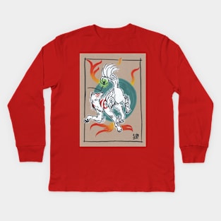 Okami Amaterasu and Issun Kids Long Sleeve T-Shirt